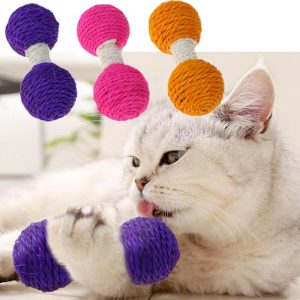 Cat Sisal Hemp Dumbbell Pet Scratch Chew Teaser Toy For Cat Pet Supplies