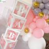 Baby Shower Boy Girl Transparent Box Baby Shower Decoration Baby Christening Birthday Party Decor Cardboard Box Baby Shower Gift