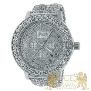 18k Premium Khronos Custom Watch Real Diamonds White Gold Finish Ice House Watch