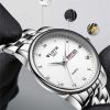 Tungsten Steel Color Watch Premium Mens Watch Black Strap Stainless Steel Male WristWatch English Calendar Date Waterproof Clock
