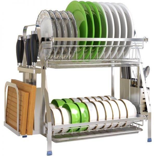 304 Stainless Steel Dish Rack Countertop Drain Dish Rack Kitchen Storage Holders & Racks Kitchen Supplies