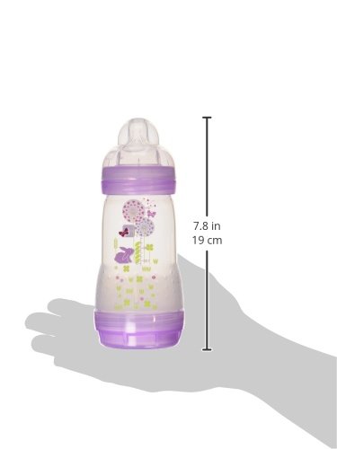 MAM Newborn Essentials "Feed & Soothe" Set (6-Piece), Easy Start Anti-Colic Baby Bottles, 0-2 Month Pacifier, Baby Shower Gifts for Baby Girl, Purple