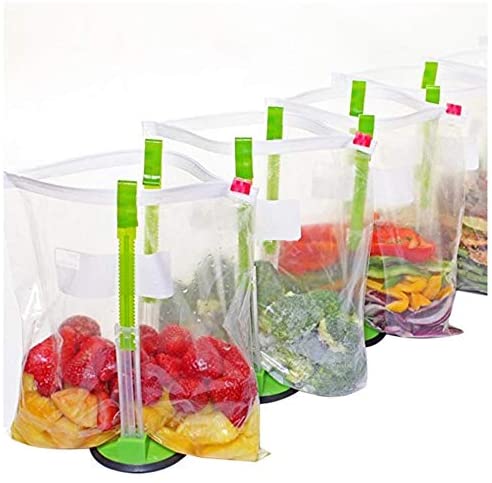 Baggy Rack -Sandwich Bag Racks Holder，Food Storage Bags Clip,- Ideal Plastic Kitchen Gadget, No Hassle Cooking Solutions (6pcs)