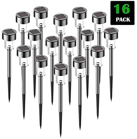 SURSUN Solar Lights Outdoor [16pack]- Solar Powered Pathway Light - Bright White - Landscape Light for Lawn/Patio/Yard/Walkway/Driveway (Stainless Steel)