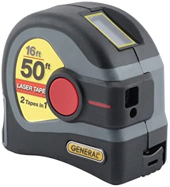 General Tools LTM1 2-in-1 Laser Tape Measure, LCD Digital Display, 50’ Laser Measure, 16’ Tape Measure, Gray