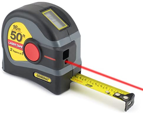 General Tools LTM1 2-in-1 Laser Tape Measure, LCD Digital Display, 50’ Laser Measure, 16’ Tape Measure, Gray