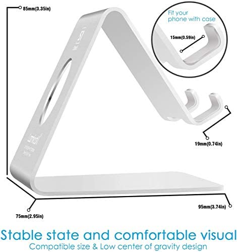 Cell Phone Stand, Lamicall Phone Stand : Cradle Dock Holder Compatible with All Android Smartphone iPhone 11 Pro Xs Xs Max Xr X 8 7 6 6s Plus 5 5s 5c Charging, Universal Accessories Desk - Silver