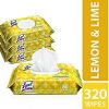 Household Cleaning Wipes Lemon and Lime Scented, 4 Bags of 80 Wet Wipes - 320 Total Wipes…