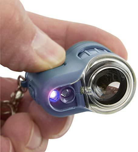 Carson MicroMini 20x LED Lighted Pocket Microscope with Built-In UV and LED Flashlight