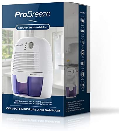Pro Breeze Electric Mini Dehumidifier, 1200 Cubic Feet (150 sq ft), Compact and Portable for High Humidity in Home, Kitchen, Bedroom, Bathroom, Basement, Caravan, Office, RV, Garage with Auto Shut Off