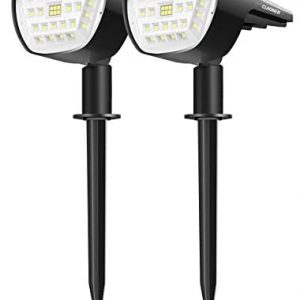 Claoner 32 LED Solar Landscape Spotlights, Wireless Waterproof Solar Landscaping Spotlights Outdoor Solar Powered Wall Lights for Yard Garden Driveway Porch Walkway Pool Patio- Cold White(2 Pack)