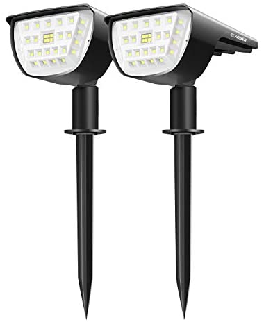 Claoner 32 LED Solar Landscape Spotlights, Wireless Waterproof Solar Landscaping Spotlights Outdoor Solar Powered Wall Lights for Yard Garden Driveway Porch Walkway Pool Patio- Cold White(2 Pack)
