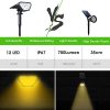 Biling Solar Spotlights Outdoor, 2-in-1 Solar Landscape Lights 12 LED Bulbs Solar Powered Lights IP67 Waterproof Adjustable Wall Light for Patio Pathway Yard Garden Driveway Pool - Warm White(4 Pack)