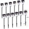 Solar Lights Outdoor, 12Pack Stainless Steel Outdoor Solar Lights - Waterproof, LED Landscape Lighting Solar Powered Outdoor Lights Solar Garden Lights for Pathway Walkway Patio Yard & Lawn-Cool White