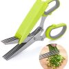 LHS Herb Scissors with 5 Multi Stainless Steel Blades and Safe Cover Kitchen Gadgets Cutter, Kitchen Chopping Shear, Mincer, Sharp Dishwasher Safe Kitchen Gadget, Culinary Cutter