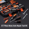 REXBETI 217-Piece Tool Kit, General Household Hand Tool Set with Solid Carrying Tool Box, Auto Repair Tool Sets
