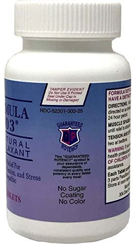 Dee CEE Labs Formula 303 Maximum Strength Natural Relaxant Tablets, 250 Tablets