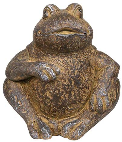 Alpine Corporation WGG426HH Alpine Made of Rustic Stone Frog Statue, Brown