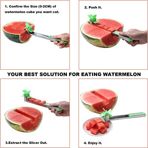 Yueshico Stainless Steel Watermelon Slicer Cutter Knife Corer Fruit Vegetable Tools Kitchen Gadgets with Melon Baller Scoop Extra