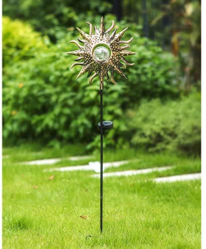 TAKE ME Sun Solar Lights Garden Outdoor,Waterproof Metal Decorative Stakes for Walkway,Yard,Lawn,Patio