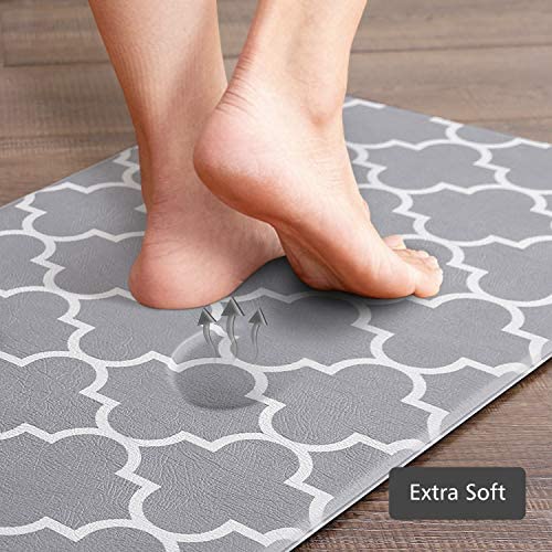 KMAT Kitchen Mat [2 PCS] Cushioned Anti-Fatigue Kitchen Rug, Waterproof Non-Slip Kitchen Mats and Rugs Heavy Duty PVC Ergonomic Comfort Foam Rug for Kitchen, Floor Home, Office, Sink, Laundry