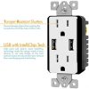 TOPGREENER 3.1A USB Outlet, USB Wall Outlet, 15A TR Receptacle, for iPhone XS/MAX/XR/X/8/7/6s/Plus, iPad, LG, HTC and more, Compatible Samsung Galaxy S9/S8/S7/S6, Note9/8/7 and more, 2-Pack, White