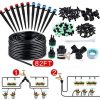 king do way 82Ft/25M Drip Irrigation Kits Garden Watering System with Y Valve,20 Misting Nozzles 10 Drip Emitters 10 Dripper DIY Mist Cooling Irrigation System for Greenhouse, Patio, Lawn