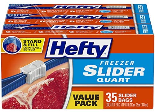 Hefty Slider Freezer Bags, Quart Size, 105 Count