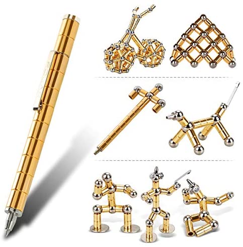 asuku Magnetic Sculpture Building Toys Building Blocks, Eliminate Pressure Fidget Gadgets, Relieving Stress Boredom ADHD Autism, Office and Home Decoration,Creative Magnetic Pen (Gold)