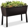Keter Easy Grow 31.7 Gallon Raised Garden Bed with Self Watering Planter Box and Drainage Plug, Brown
