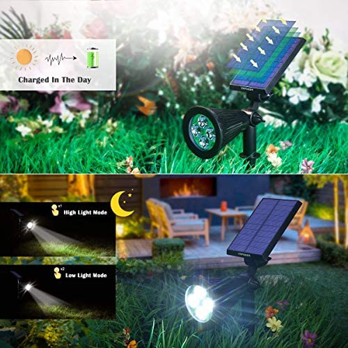 URPOWER Solar Lights Waterproof Solar Lights Outdoor 2-in-1 Adjustable Solar Spotlight Wall Light Auto On/Off Solar-Powered Landscape Lighting for Garden Yard Pathway Swimming Pool (4Pack-Cool White)