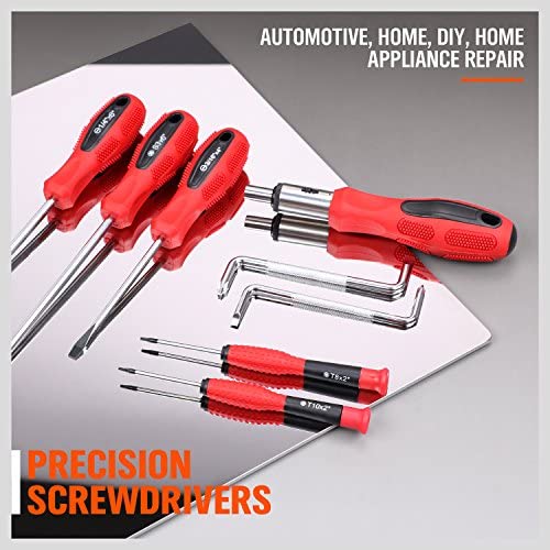 HORUSDY 100-Piece Magnetic Screwdriver Set with Plastic Racking, Best Tools for Men Tools Gift