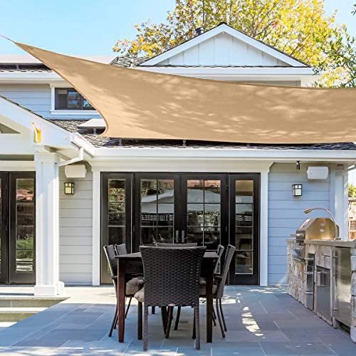 AsterOutdoor Sun Shade Sail Rectangle 12' x 16' UV Block Canopy for Patio Backyard Lawn Garden Outdoor Activities, Sand