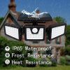 Otdair Solar Security Lights, 3 Head Motion Sensor Lights Adjustable 70LED Flood Lights Outdoor Spotlights 360° Rotatable IP65 Waterproof for Porch Garden Patio Yard Garage Pathway, 2 Pack