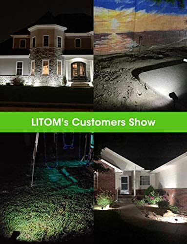 LITOM 12 LEDs Solar Landscape Spotlights, IP67 Waterproof Solar Powered Wall Lights 2-in-1 Wireless Outdoor Solar Landscaping Lights for Yard Garden Driveway Porch Walkway Pool Patio 4 Pack Cold White