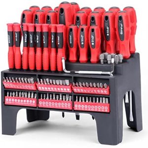 HORUSDY 100-Piece Magnetic Screwdriver Set with Plastic Racking, Best Tools for Men Tools Gift