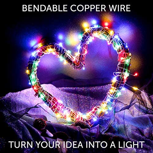 Set of 2 Solar Powered 100-LED String Lights, Outdoor Multicolor Copper Wire Fairy Lights, Waterproof Garden Decoration Christmas Lights