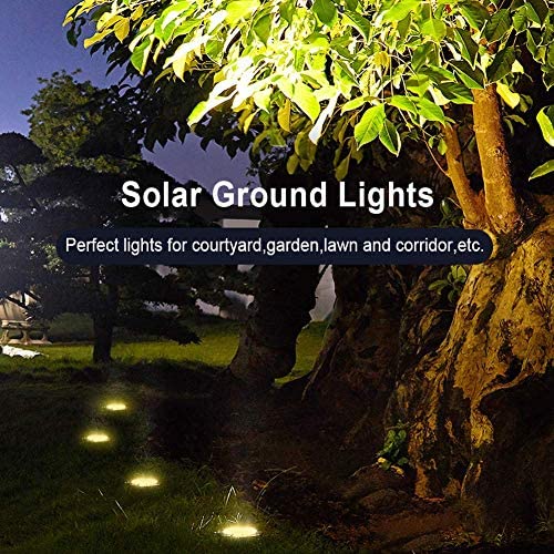 Solar Ground Lights, 8 LED Solar Disk Lights Outdoor Waterproof for Garden Yard Patio Pathway Lawn Driveway Walkway- Warm White (10 Pack)