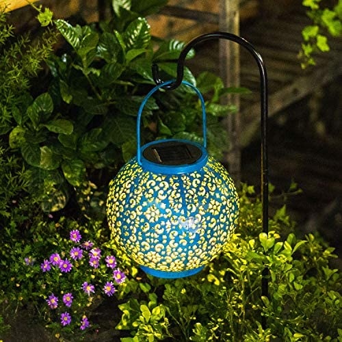 Solar Big Lantern Hanging Garden Outdoor Lights Metal Waterproof LED Table Lamp Decorative