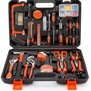 COLMAX 102PCS Home Improvement Tool Kit, Household repairing Mixed Tool Set, with Plastic Blow Molded Tool Box Storage Case,Daily Use
