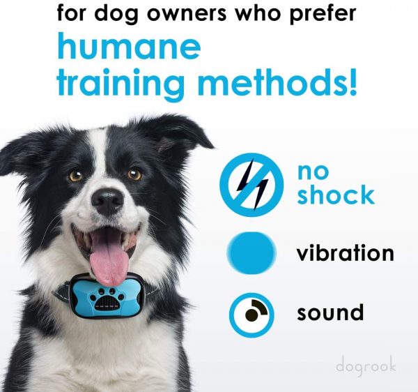 DogRook Rechargeable Bark Collar - Humane, No Shock Training - Action Without Remote - Vibration & Sound Care Modes - for Small, Medium, Large Dogs Breeds - No Harm Deterrent Vibrating Control Collar