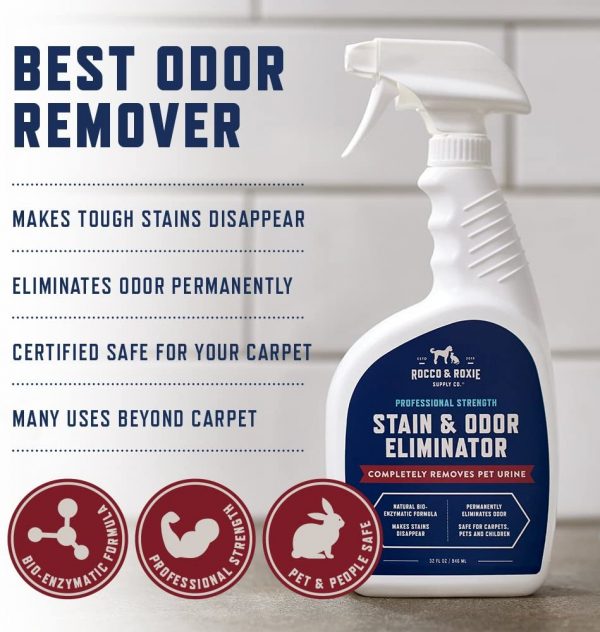 Rocco & Roxie Professional Strength Stain & Odor Eliminator - Enzyme-Powered Pet Odor & Stain Remover for Dog and Cats Urine