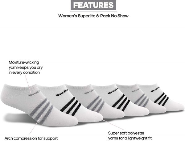 adidas Women's Superlite No Show Socks (6-Pair)