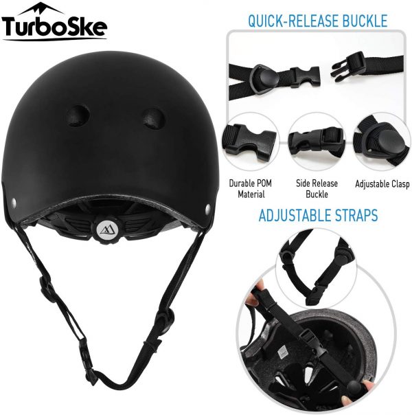 TurboSke Skateboard Helmet, BMX Helmet, Multi-Sport Helmet, Bike Helmet for Kids, Youth, Men, Women