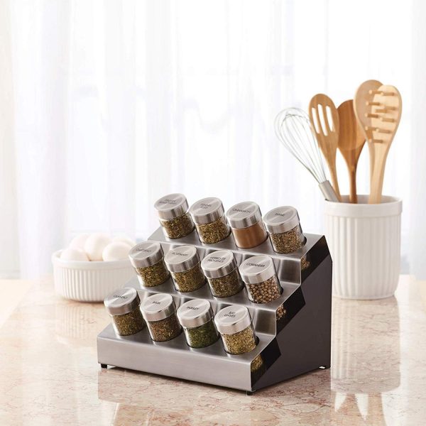 Kamenstein 5192805 Tilt 12-Jar Countertop Spice Rack Organizer with Free Spice Refills for 5 Years