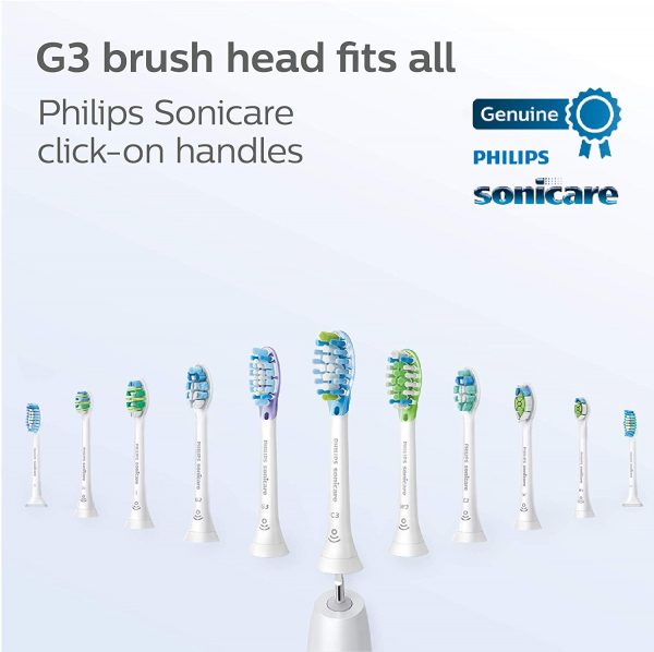 Genuine Philips Sonicare toothbrush head : C3 Premium Plaque Control, G3 Premium Gum Care & W3 Premium White, HX9073/65, 3 pk, White