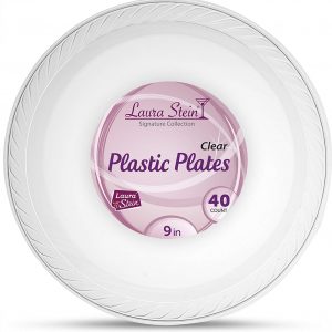 Laura Stien Clear Plastic 9 Inch Plates Pack Of 40