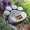 ETC Paw Print Pet Outdoor Memorial Stone, with 2"x3" Picture Frame and Tribute Poem for Garden, Backyard, Lawn, Grave or Tombstone, Grey