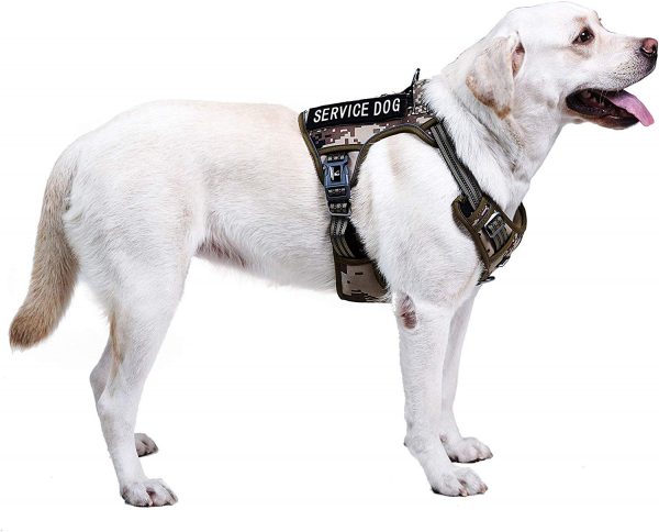 FIVEWOODY Tactical Dog Training Harness No Pulling Front Clip Leash Adhesion Reflective K9 Pet Working Vest Easy Control for Small Medium Large Dogs